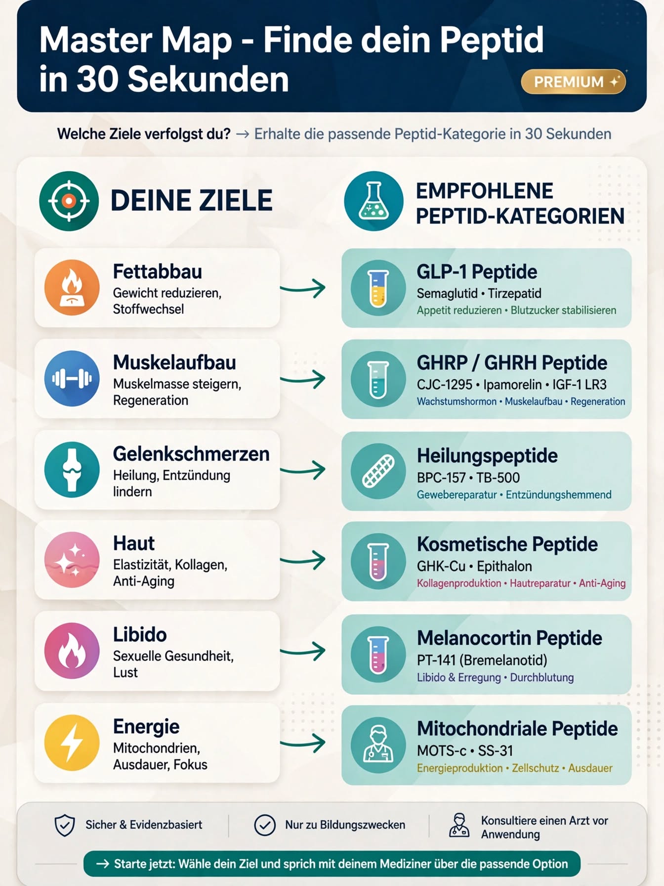 Master Map — Finde dein Peptid in 30 Sekunden